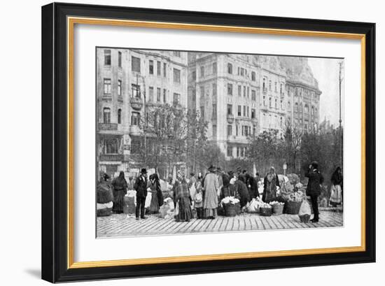 Great Market of Flowers, Budapest, Hungary, 1922-AW Cutler-Framed Giclee Print