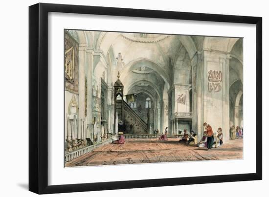 Great Mosque at Brussa, Plate 24, Illustrations of Constantinople, Engraved by Artist, Pub. 1838-John Frederick Lewis-Framed Giclee Print