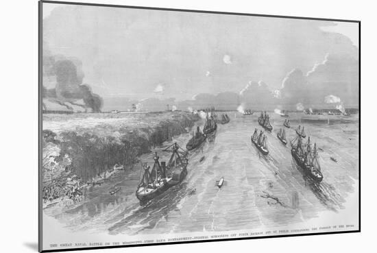 Great Naval Battle on the Mississippi - Bombardment by Federal Schooners-Frank Leslie-Mounted Art Print