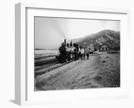 Great Northern Railway Steam Locomotive No. 971 at Entiat, Chelan County, WA, 1914-Asahel Curtis-Framed Giclee Print