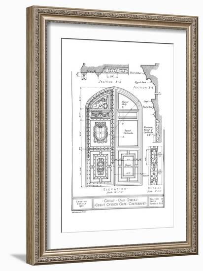 Great oak doors, Christ Church Gate, Canterbury, Kent, 1922-Howard Moise-Framed Giclee Print