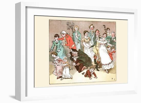 Great Professor Fell to His Knees to Play with the Children at the Wedding Party-Randolph Caldecott-Framed Art Print