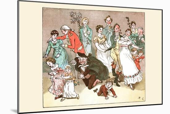 Great Professor Fell to His Knees to Play with the Children at the Wedding Party-Randolph Caldecott-Mounted Art Print