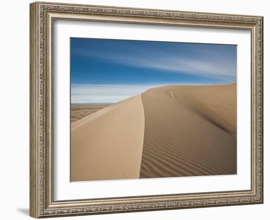 Great Sand Dunes, Co: a Sandy Ridge Line Vanishes into the Horizon-Brad Beck-Framed Photographic Print