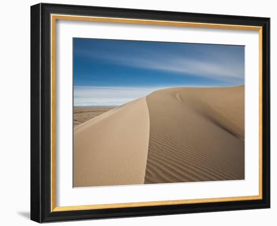 Great Sand Dunes, Co: a Sandy Ridge Line Vanishes into the Horizon-Brad Beck-Framed Photographic Print