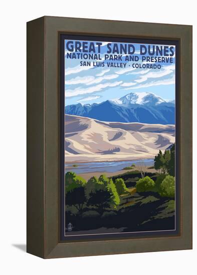 Great Sand Dunes National Park and Preserve, Colorado-Lantern Press-Framed Stretched Canvas