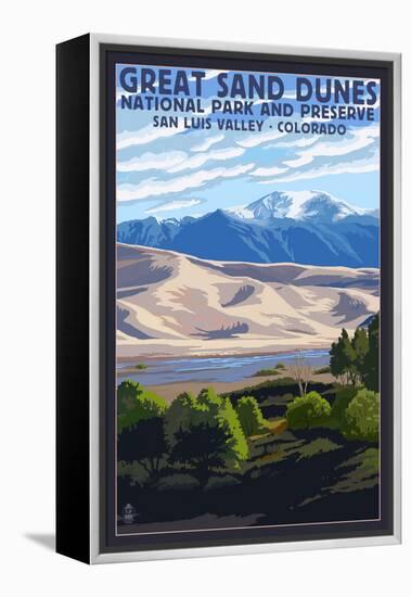 Great Sand Dunes National Park and Preserve, Colorado-Lantern Press-Framed Stretched Canvas