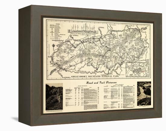 Great Smoky Mountains National Park - Panoramic Map-Lantern Press-Framed Stretched Canvas