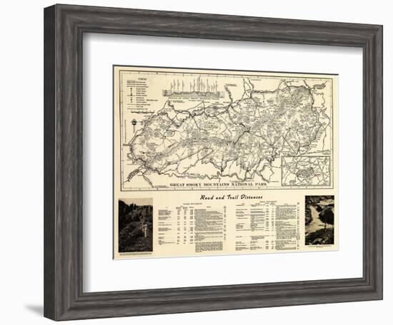 Great Smoky Mountains National Park - Panoramic Map-Lantern Press-Framed Art Print