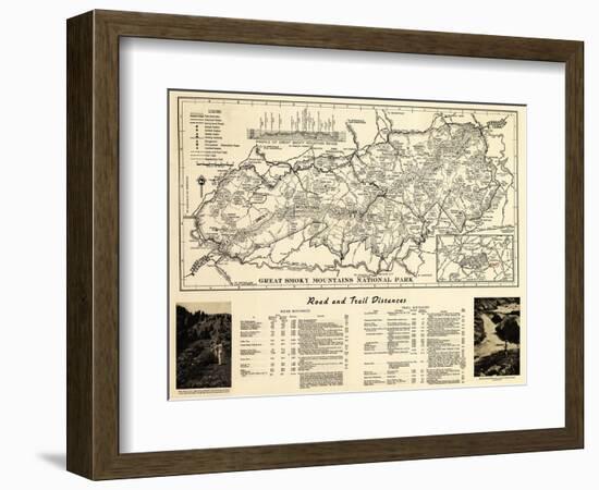 Great Smoky Mountains National Park - Panoramic Map-Lantern Press-Framed Art Print