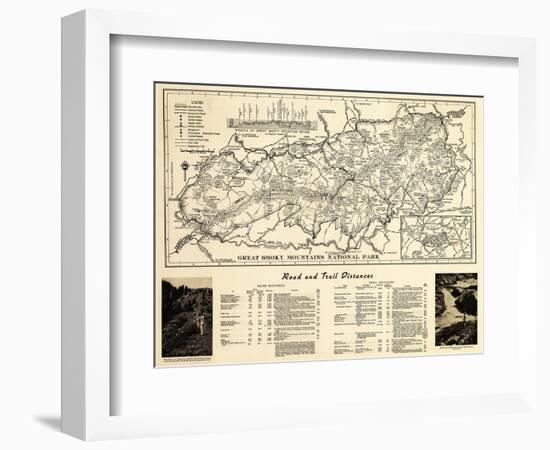 Great Smoky Mountains National Park - Panoramic Map-Lantern Press-Framed Art Print