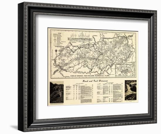 Great Smoky Mountains National Park - Panoramic Map-Lantern Press-Framed Art Print