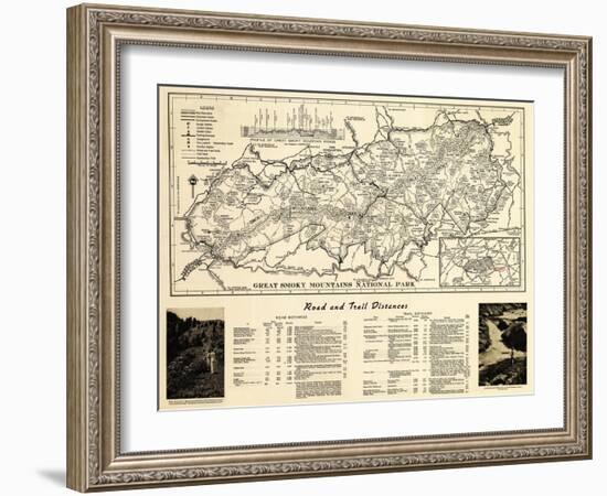 Great Smoky Mountains National Park - Panoramic Map-Lantern Press-Framed Art Print