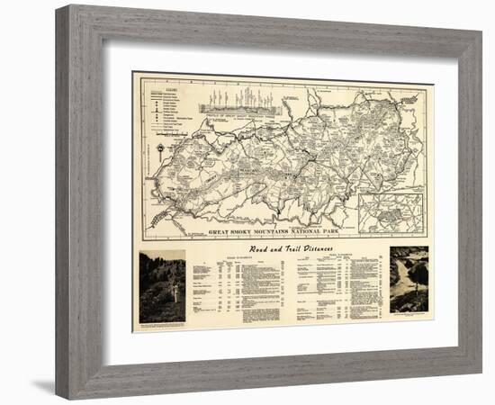 Great Smoky Mountains National Park - Panoramic Map-Lantern Press-Framed Art Print