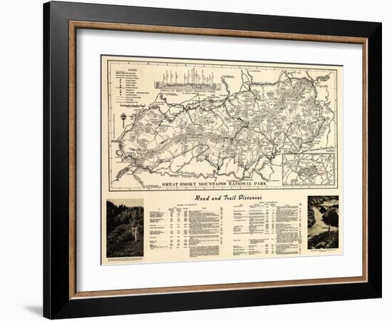 Great Smoky Mountains National Park - Panoramic Map-Lantern Press-Framed Art Print