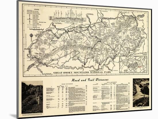 Great Smoky Mountains National Park - Panoramic Map-Lantern Press-Mounted Art Print