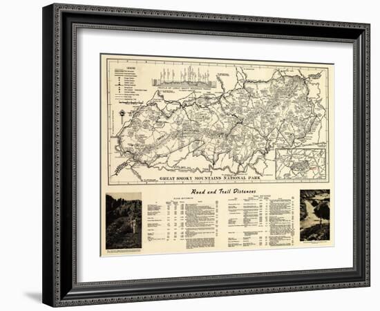 Great Smoky Mountains National Park - Panoramic Map-Lantern Press-Framed Art Print