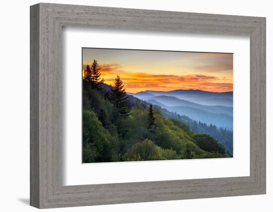 Great Smoky Mountains National Park Scenic Sunrise Landscape at Oconaluftee-daveallenphoto-Framed Premium Photographic Print