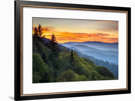 Great Smoky Mountains National Park Scenic Sunrise Landscape at Oconaluftee-daveallenphoto-Framed Premium Photographic Print