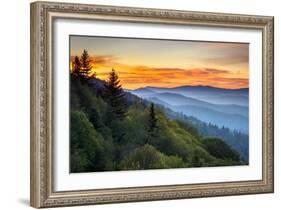 Great Smoky Mountains National Park Scenic Sunrise Landscape at Oconaluftee-daveallenphoto-Framed Photographic Print