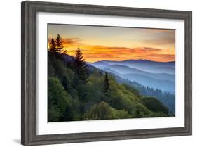 Great Smoky Mountains National Park Scenic Sunrise Landscape at Oconaluftee-daveallenphoto-Framed Photographic Print