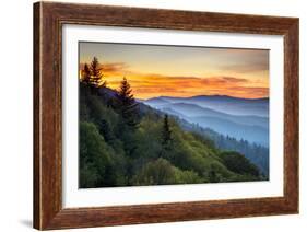 Great Smoky Mountains National Park Scenic Sunrise Landscape at Oconaluftee-daveallenphoto-Framed Photographic Print