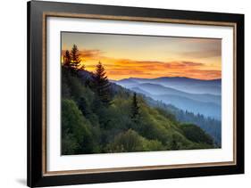 Great Smoky Mountains National Park Scenic Sunrise Landscape at Oconaluftee-daveallenphoto-Framed Photographic Print