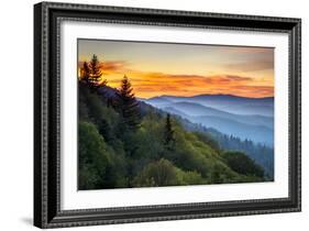 Great Smoky Mountains National Park Scenic Sunrise Landscape at Oconaluftee-daveallenphoto-Framed Photographic Print
