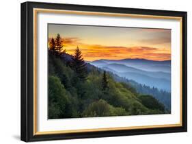 Great Smoky Mountains National Park Scenic Sunrise Landscape at Oconaluftee-daveallenphoto-Framed Photographic Print