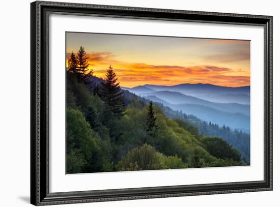 Great Smoky Mountains National Park Scenic Sunrise Landscape at Oconaluftee-daveallenphoto-Framed Photographic Print