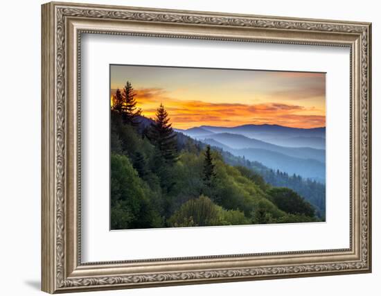 Great Smoky Mountains National Park Scenic Sunrise Landscape at Oconaluftee-daveallenphoto-Framed Photographic Print