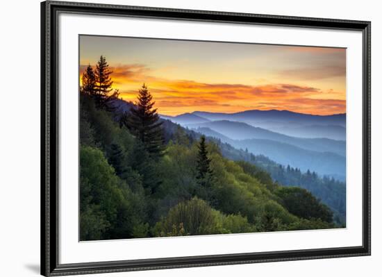 Great Smoky Mountains National Park Scenic Sunrise Landscape at Oconaluftee-daveallenphoto-Framed Photographic Print