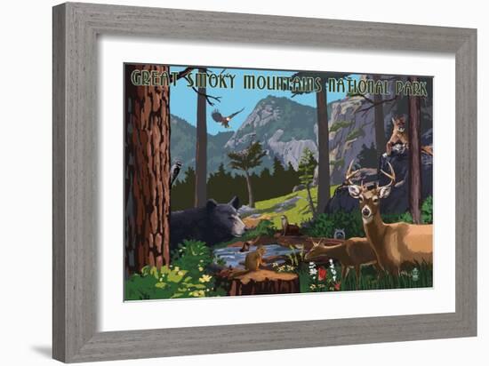 Great Smoky Mountains National Park - Wildlife Utopia-Lantern Press-Framed Art Print