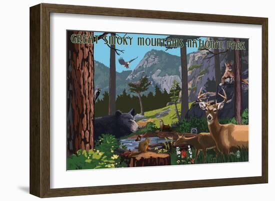 Great Smoky Mountains National Park - Wildlife Utopia-Lantern Press-Framed Art Print