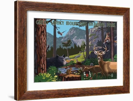 Great Smoky Mountains National Park - Wildlife Utopia-Lantern Press-Framed Art Print