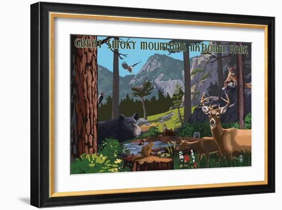 Great Smoky Mountains National Park - Wildlife Utopia-Lantern Press-Framed Art Print