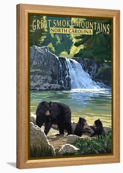 Great Smoky Mountains, North Carolina - Falls-Lantern Press-Framed Stretched Canvas