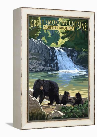 Great Smoky Mountains, North Carolina - Falls-Lantern Press-Framed Stretched Canvas