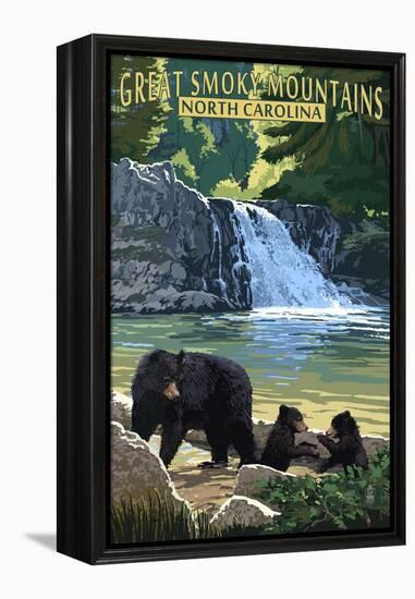 Great Smoky Mountains, North Carolina - Falls-Lantern Press-Framed Stretched Canvas