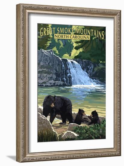 Great Smoky Mountains, North Carolina - Falls-Lantern Press-Framed Art Print