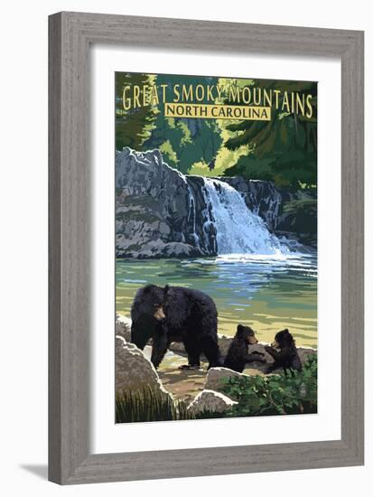 Great Smoky Mountains, North Carolina - Falls-Lantern Press-Framed Art Print