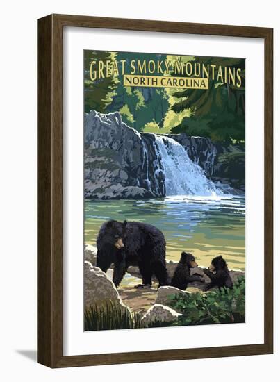 Great Smoky Mountains, North Carolina - Falls-Lantern Press-Framed Art Print