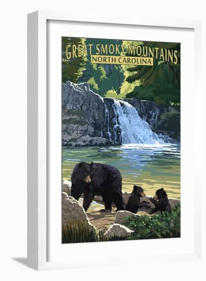Great Smoky Mountains, North Carolina - Falls-Lantern Press-Framed Art Print