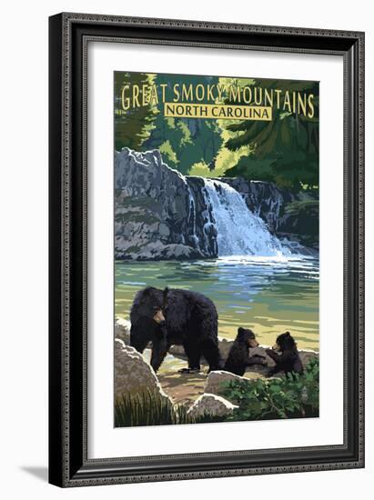 Great Smoky Mountains, North Carolina - Falls-Lantern Press-Framed Art Print