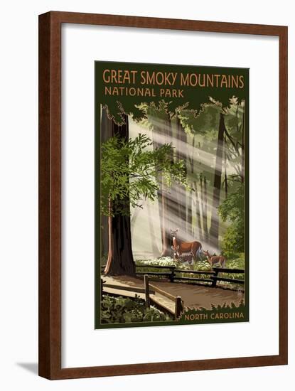 Great Smoky Mountains, North Carolina - Pathway in Trees-Lantern Press-Framed Art Print