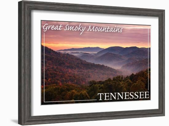 Great Smoky Mountains, Tennessee - Sunset-Lantern Press-Framed Art Print