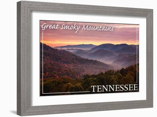 Great Smoky Mountains, Tennessee - Sunset-Lantern Press-Framed Art Print