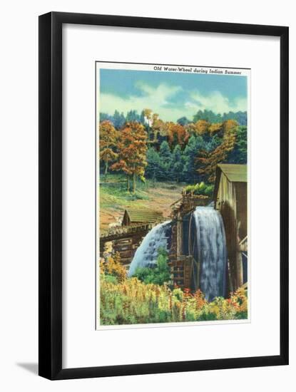 Great Smoky Mts. Nat'l Park, Tn - View of an Old Water-Wheel During Indian Summer, c.1940-Lantern Press-Framed Art Print