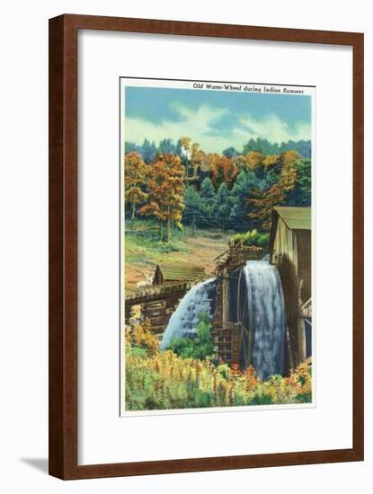 Great Smoky Mts. Nat'l Park, Tn - View of an Old Water-Wheel During Indian Summer, c.1940-Lantern Press-Framed Art Print