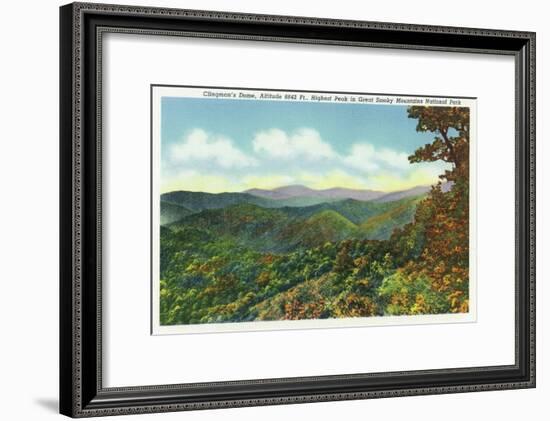 Great Smoky Mts. Nat'l Park, Tn - View of Clingman's Dome in the Autumn, c.1940-Lantern Press-Framed Art Print